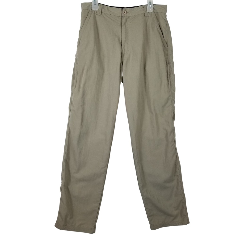 REI Sahara Men 34x34 Hiking Pants Khaki Tan Nylon UPF 50+ Outdoor Cargo Trousers